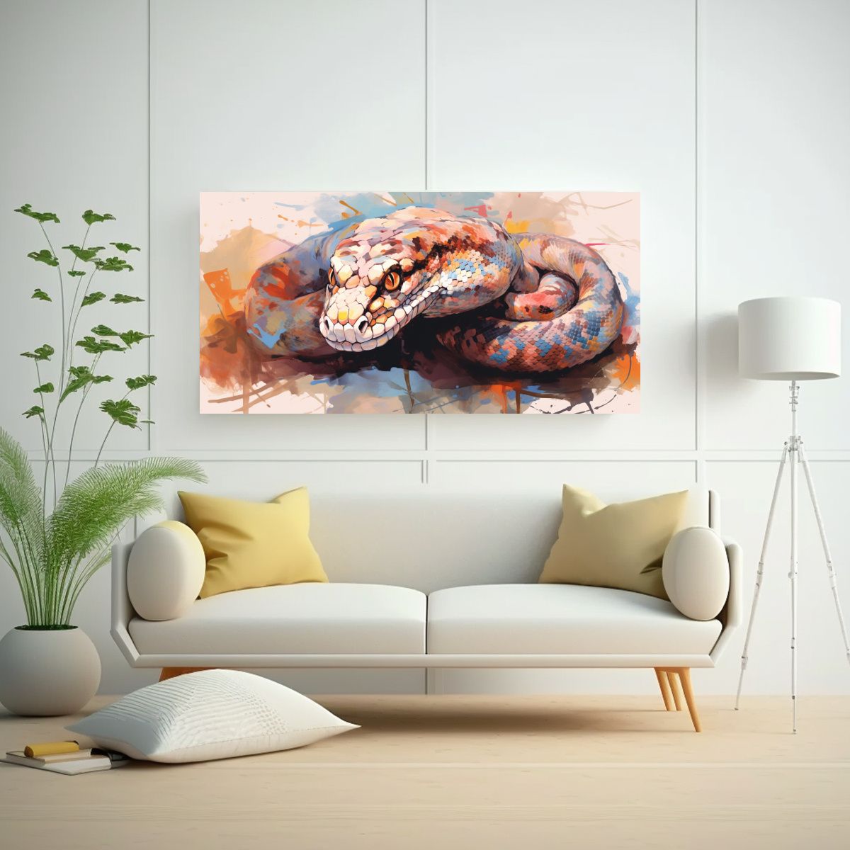 GENERICO - Cuadro Horizontal Económico Boa Constrictora En 100x50 Cm