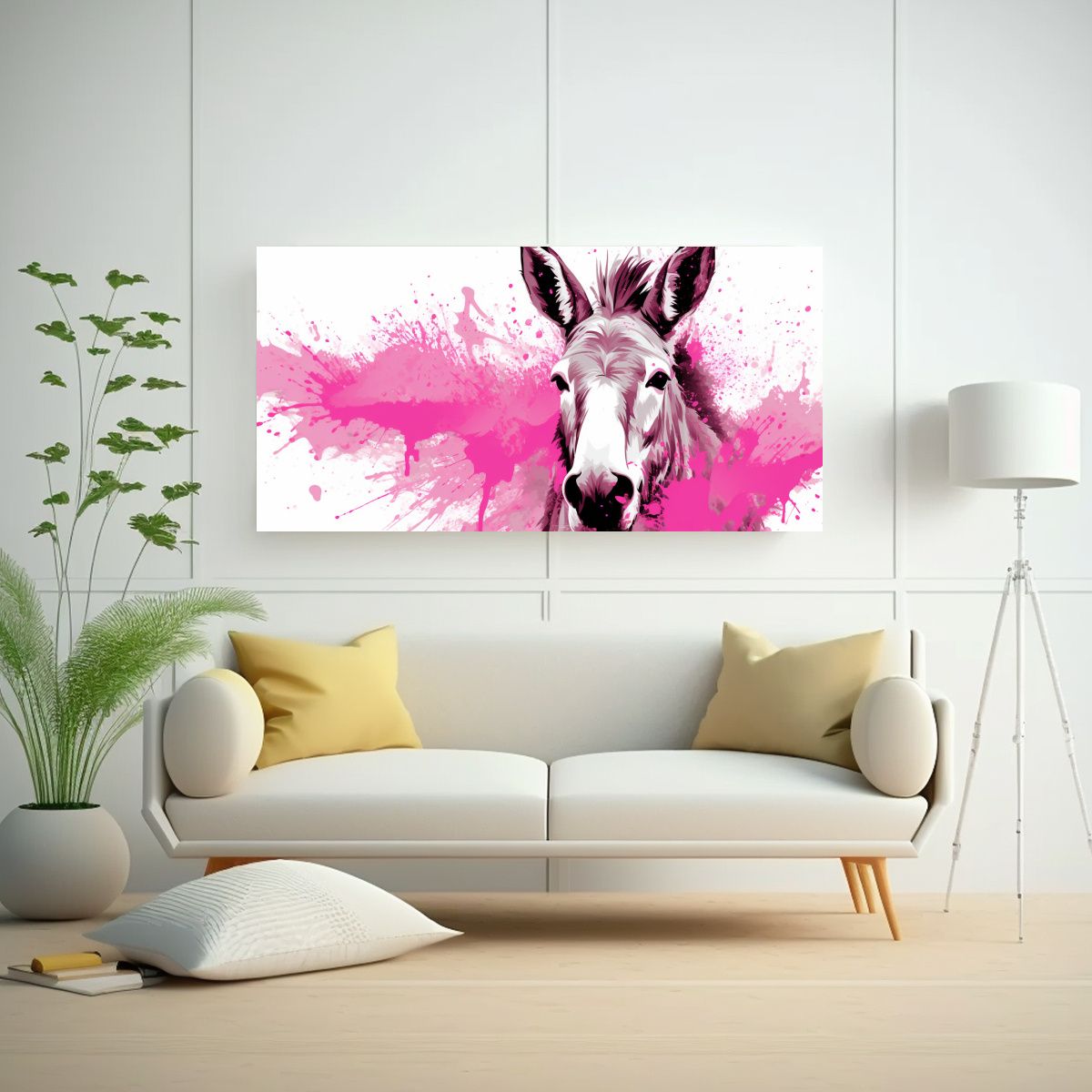 GENERICO - Pintura Tela Bastidor Textura Mula Blanco Y Rosa 100x50 Cm