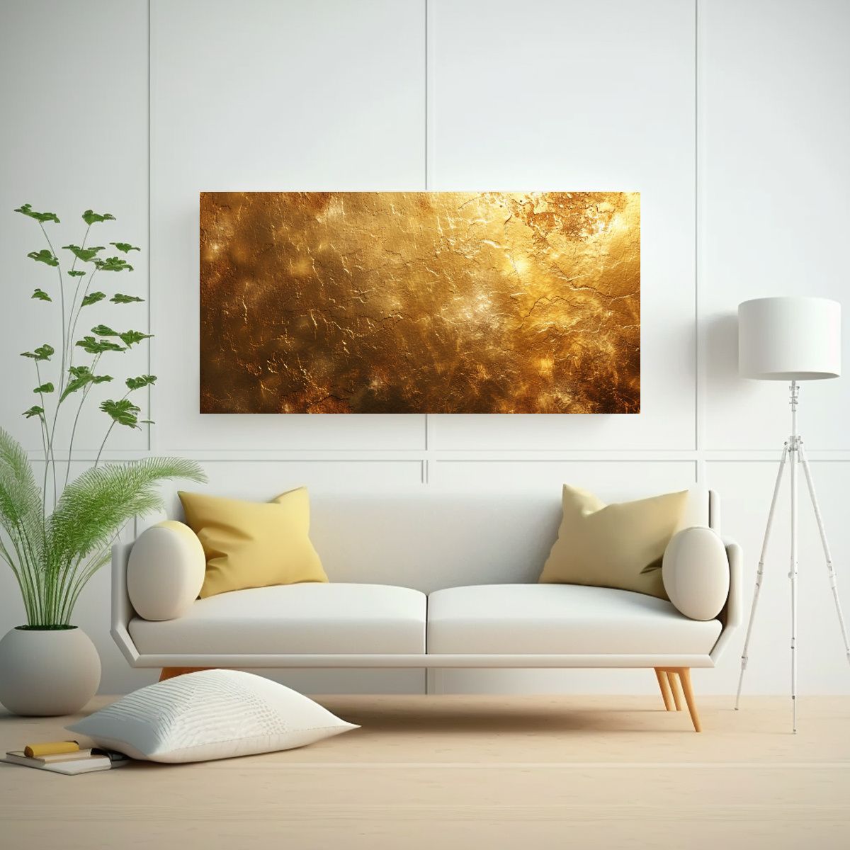 GENERICO - Pintura Abstracta De Oro Con Textura Cálida Para 80x40 Cm