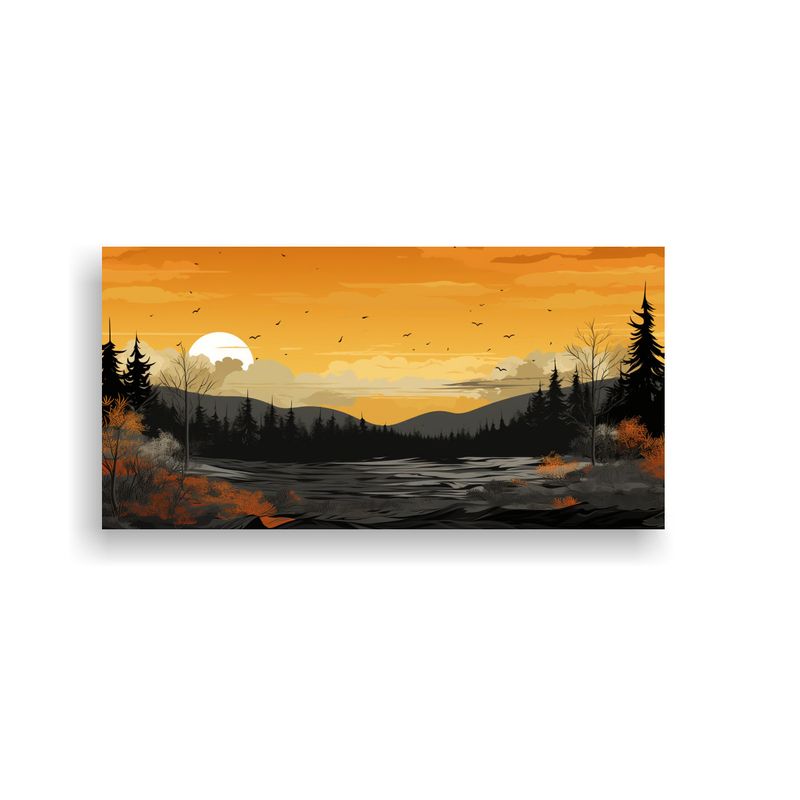 GENERICO - Paisaje Otoñal Con Colores Negros En Arte Pop 100x50 Cm