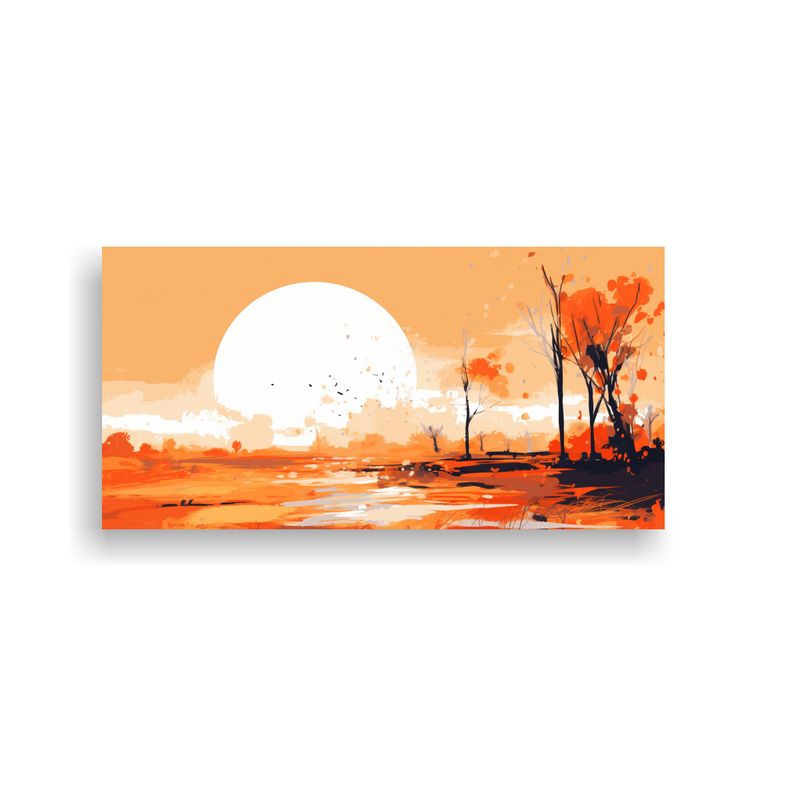 GENERICO - Paisaje Veraniego Con Colores Naranjas En Arte 100x50 Cm