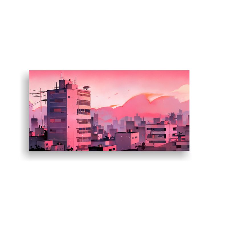 GENERICO - Cuadro Deco Impactante Santiago De Chile Acuarela 100x50 Cm