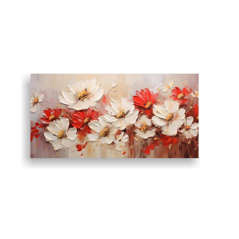 GENERICO - Pintura En Lienzo De Flores En Colores Blanco Y 60x30 Cm