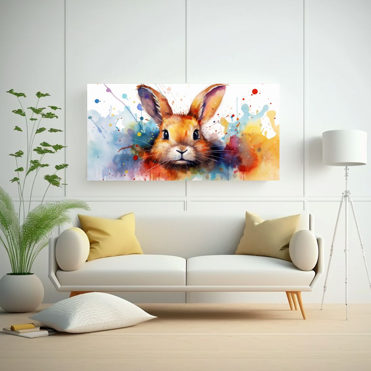 GENERICO - Pintura Decorativa De Conejo Estrellado En 60x30 Cm