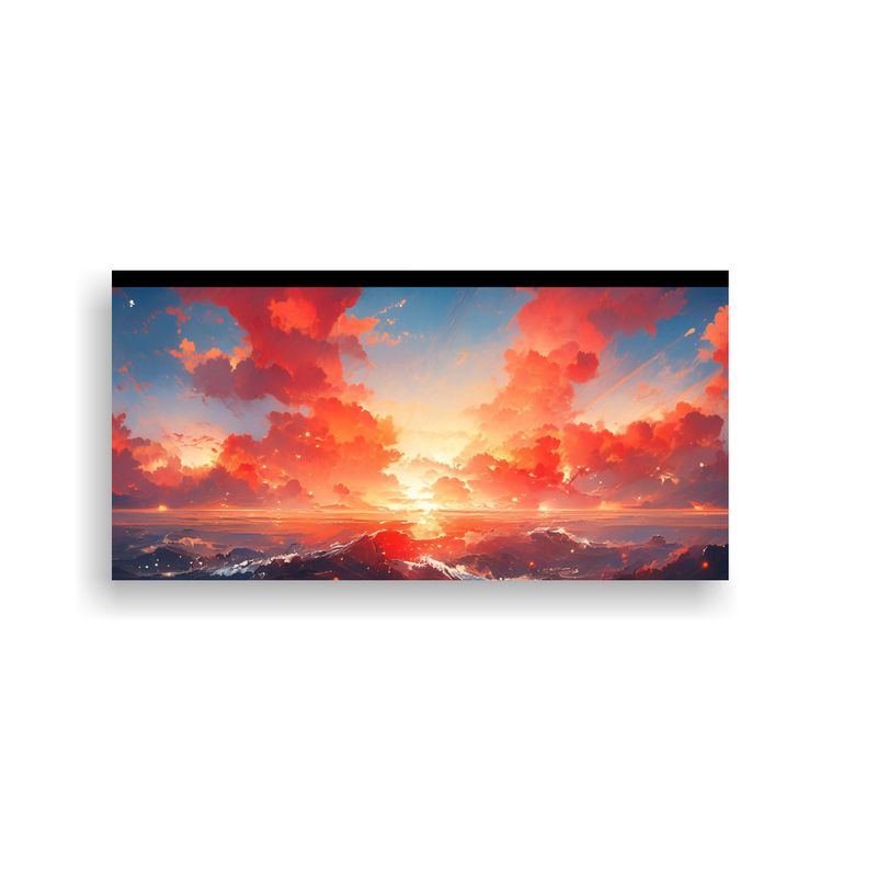GENERICO - Pintura Abstracta De Cielo Y Mar En Colores Rojos 80x40 Cm