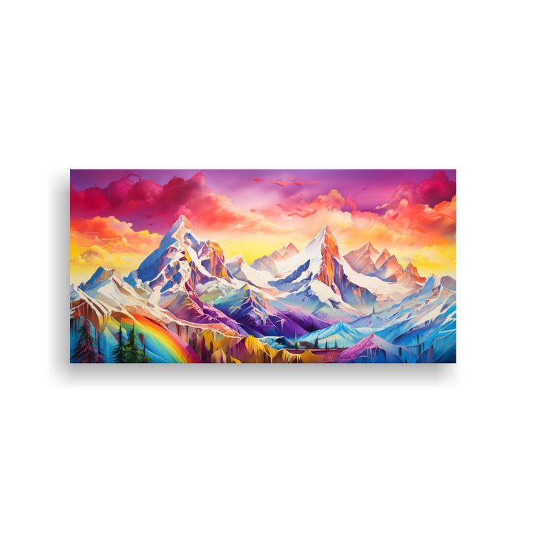 GENERICO - Paisaje Montañoso Famoso Con Arco Iris Y Gol 60x30 Cm