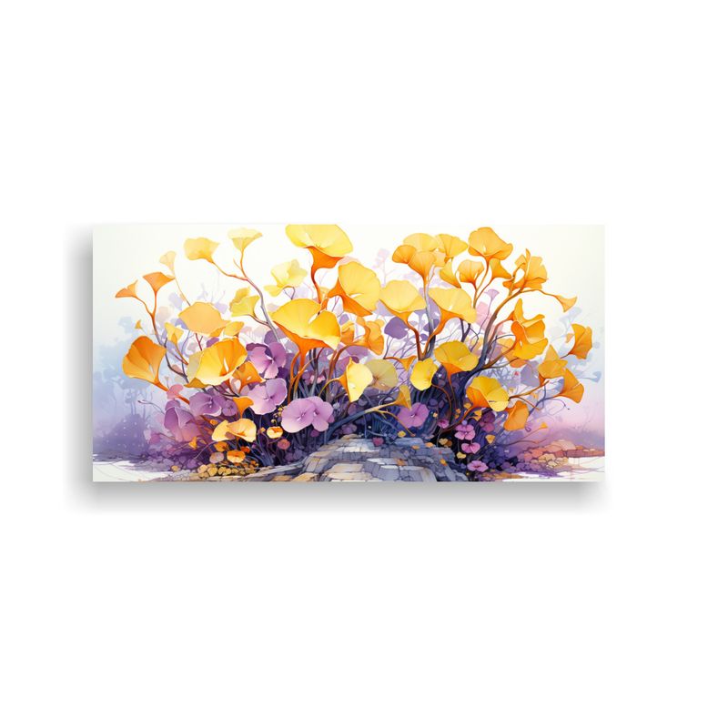 GENERICO - Cuadro Moderno Ginkgo Biloba Bonsai Amarillo Y 100x50 Cm