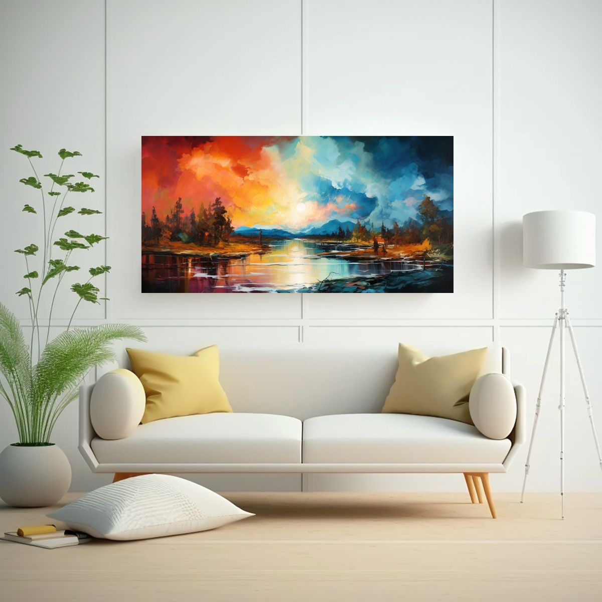 GENERICO - Cuadro Abstracto Paisaje De Colores Diseño 100x50 Cm