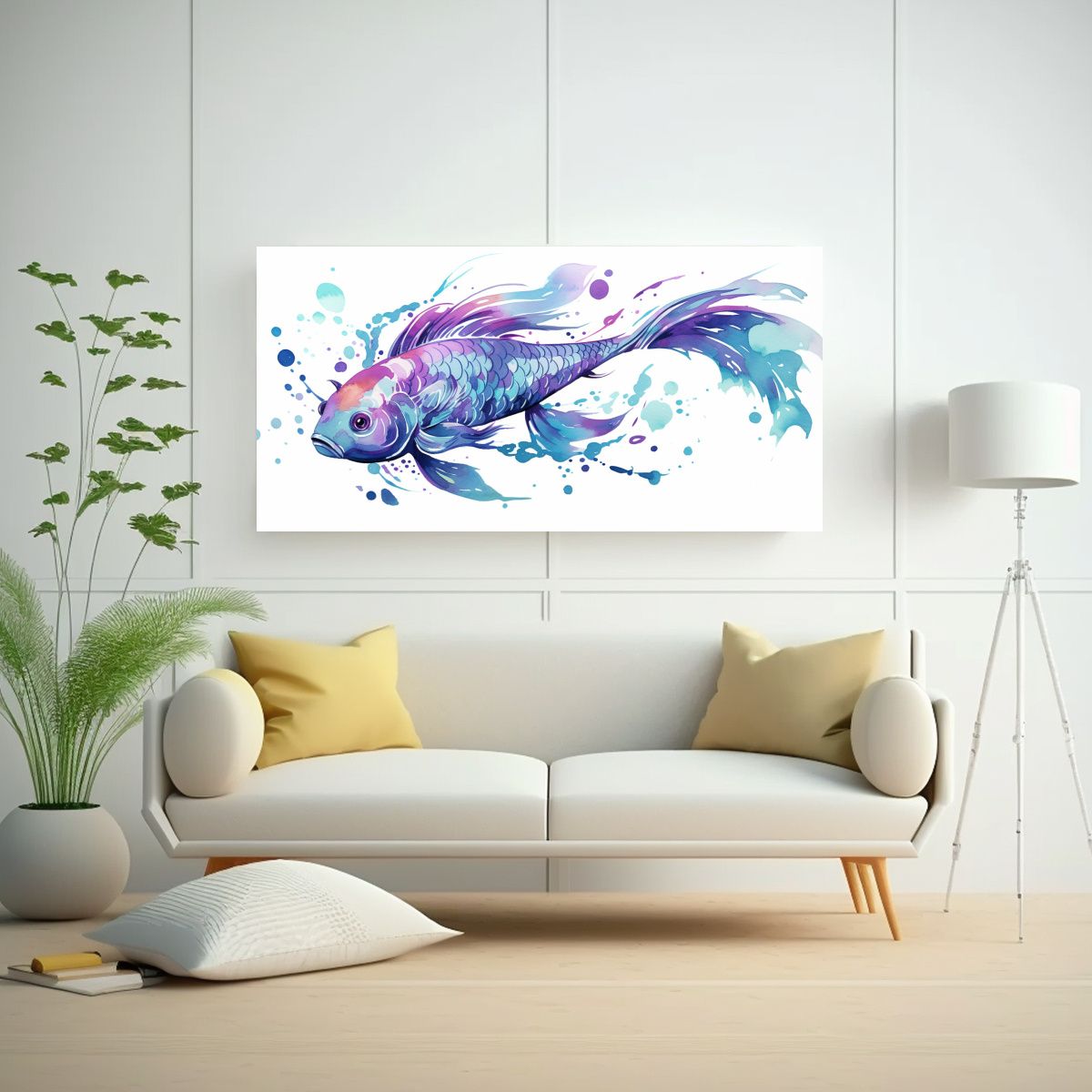 GENERICO - Cuadro En Bastidor Pez Koi En Colores Púrpura Y 100x50 Cm