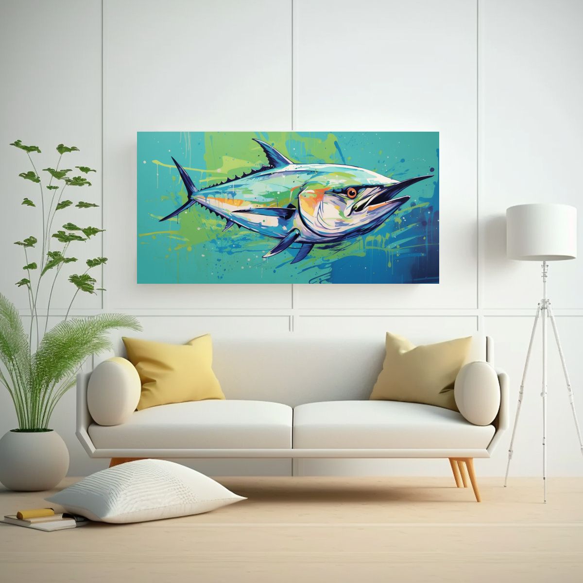 GENERICO - Tela En Bastidor Impreso Neo Pop Art Atún En 60x30 Cm