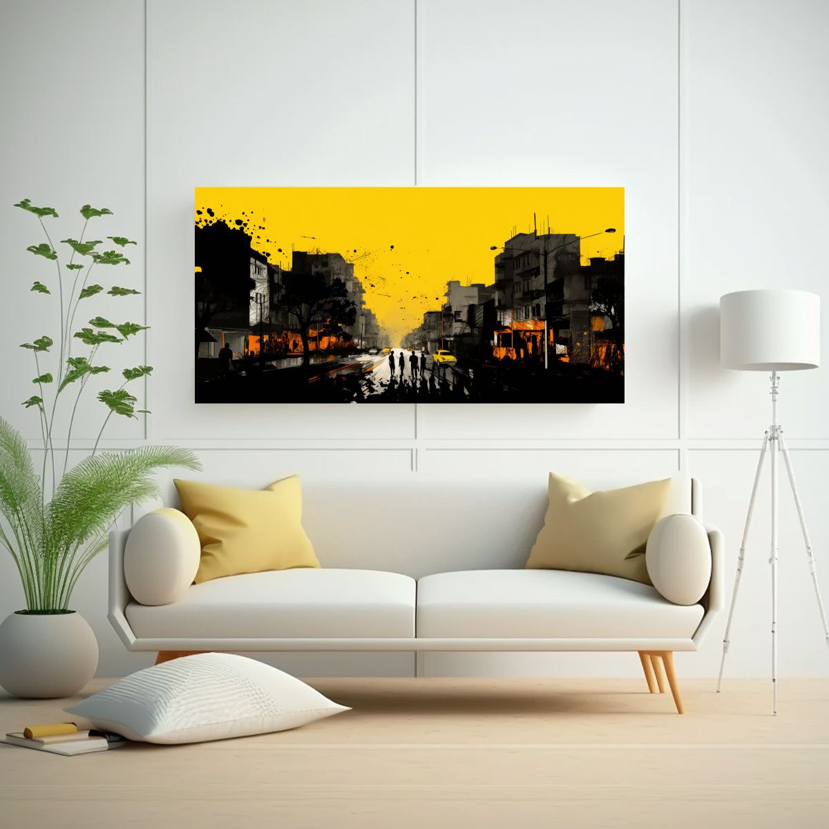 GENERICO - Cuadros Decorativos En Amarillo Y Negro Para 100x50 Cm