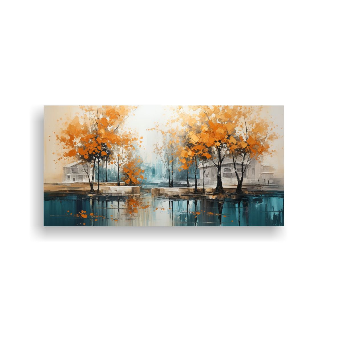 GENERICO - Pintura Abstracta De árboles En Plata Y Oro Con 60x30 Cm