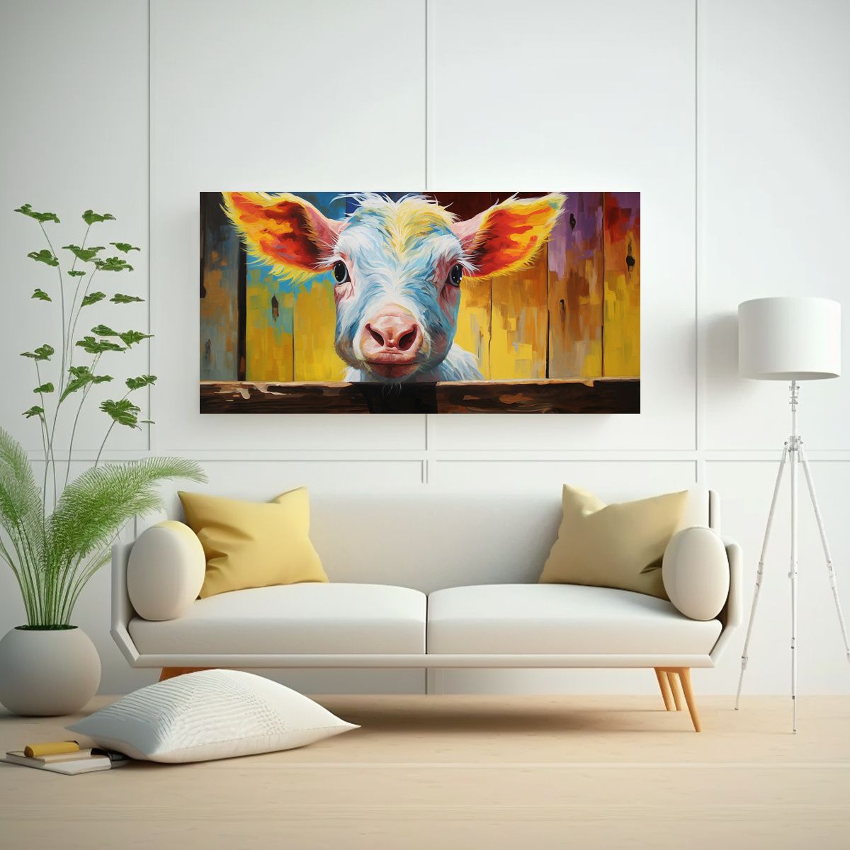 GENERICO - Cuadro De Arte Conceptual Lineal De Granja Con 60x30 Cm