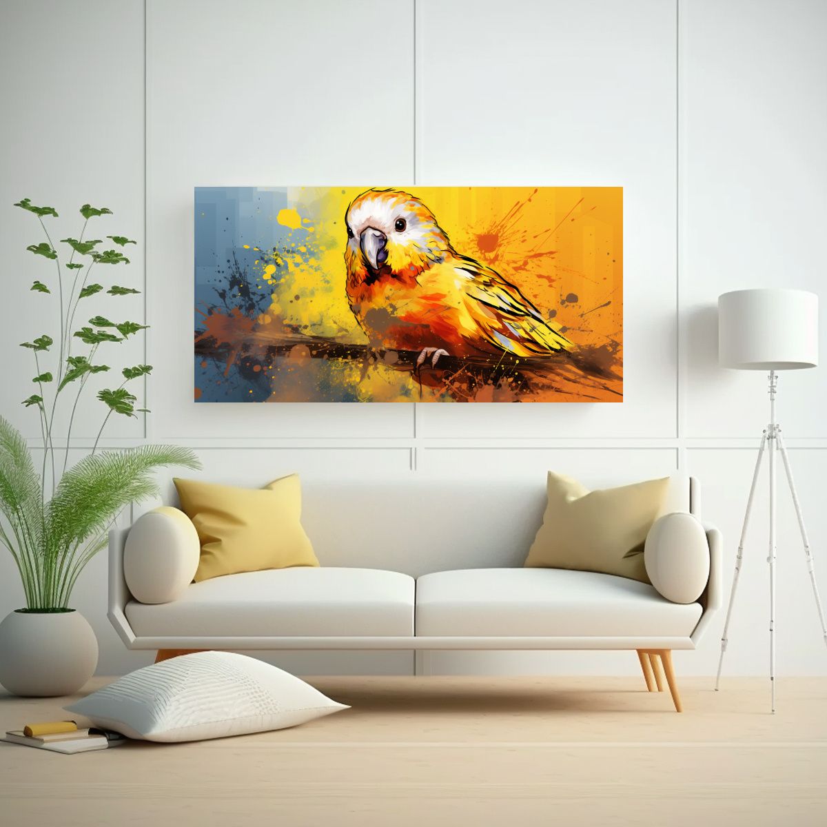 GENERICO - Pinturas Decorativas De Un Periquito En Colores 80x40 Cm