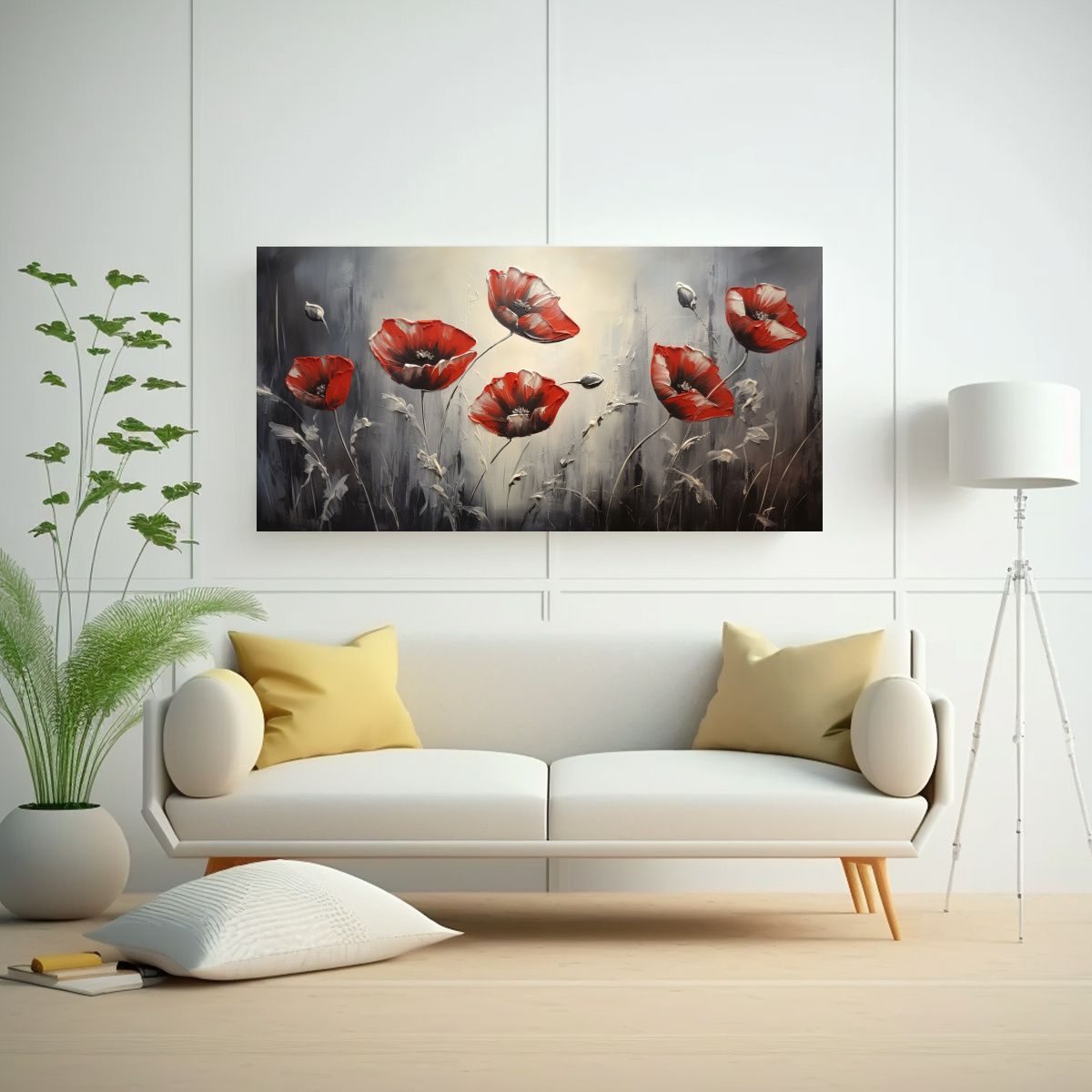GENERICO - Lienzo Impreso De Amapolas Negras En Estilo 60x30 Cm