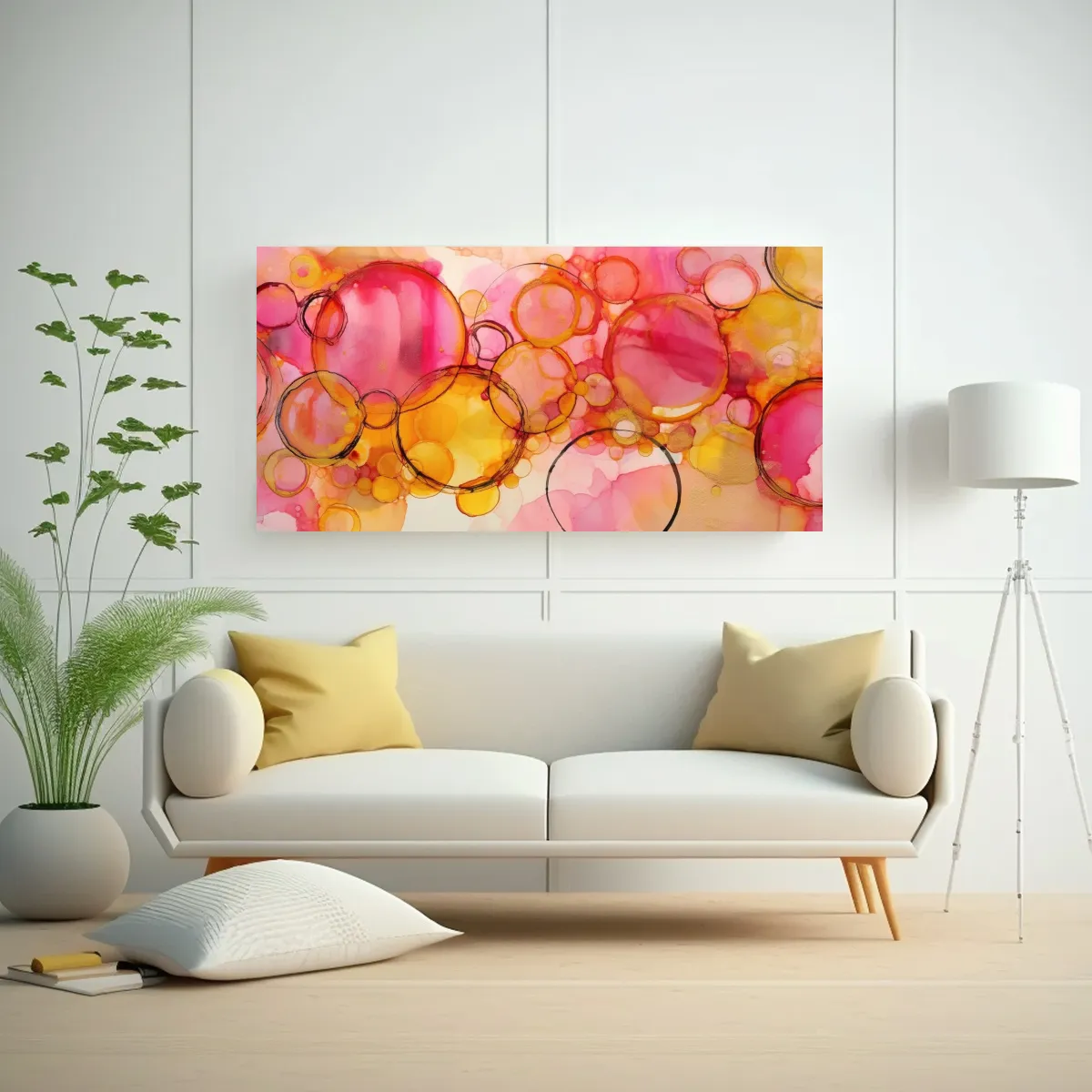 GENERICO - Cuadros De Pared En Lienzo Clásico Con Círculos 100x50 Cm