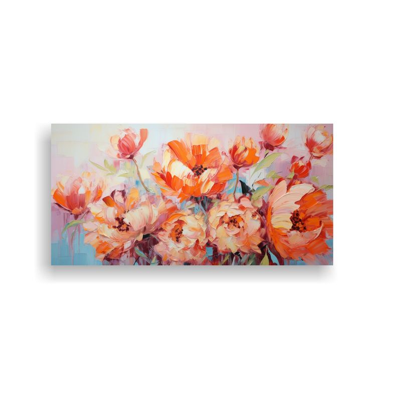 GENERICO - Tela Impresa Fantasía A Flores Naranja Y Rosa En 80x40 Cm