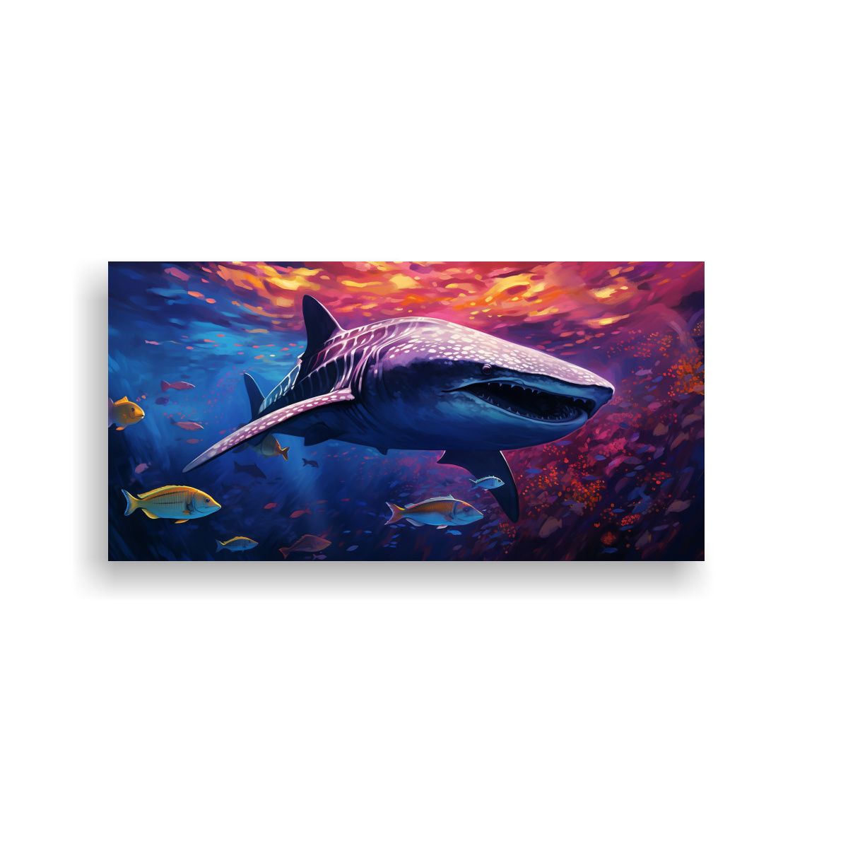 GENERICO - Pintura Al Estilo óleo Colorida De Un Tiburón 100x50 Cm