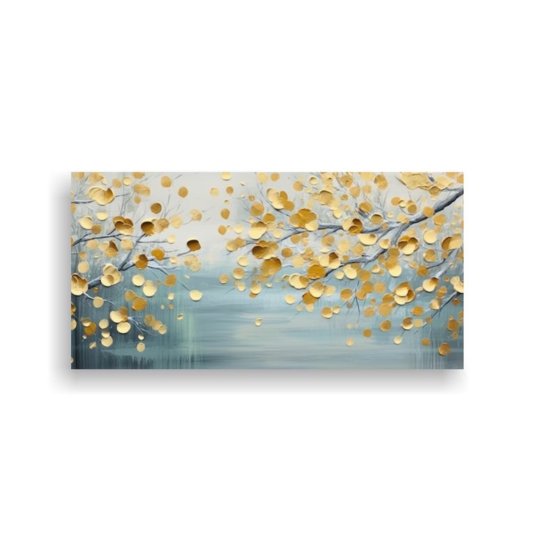 GENERICO - Pintura Abstracta Con Hojas De Oro Sobre Fondo 100x50 Cm