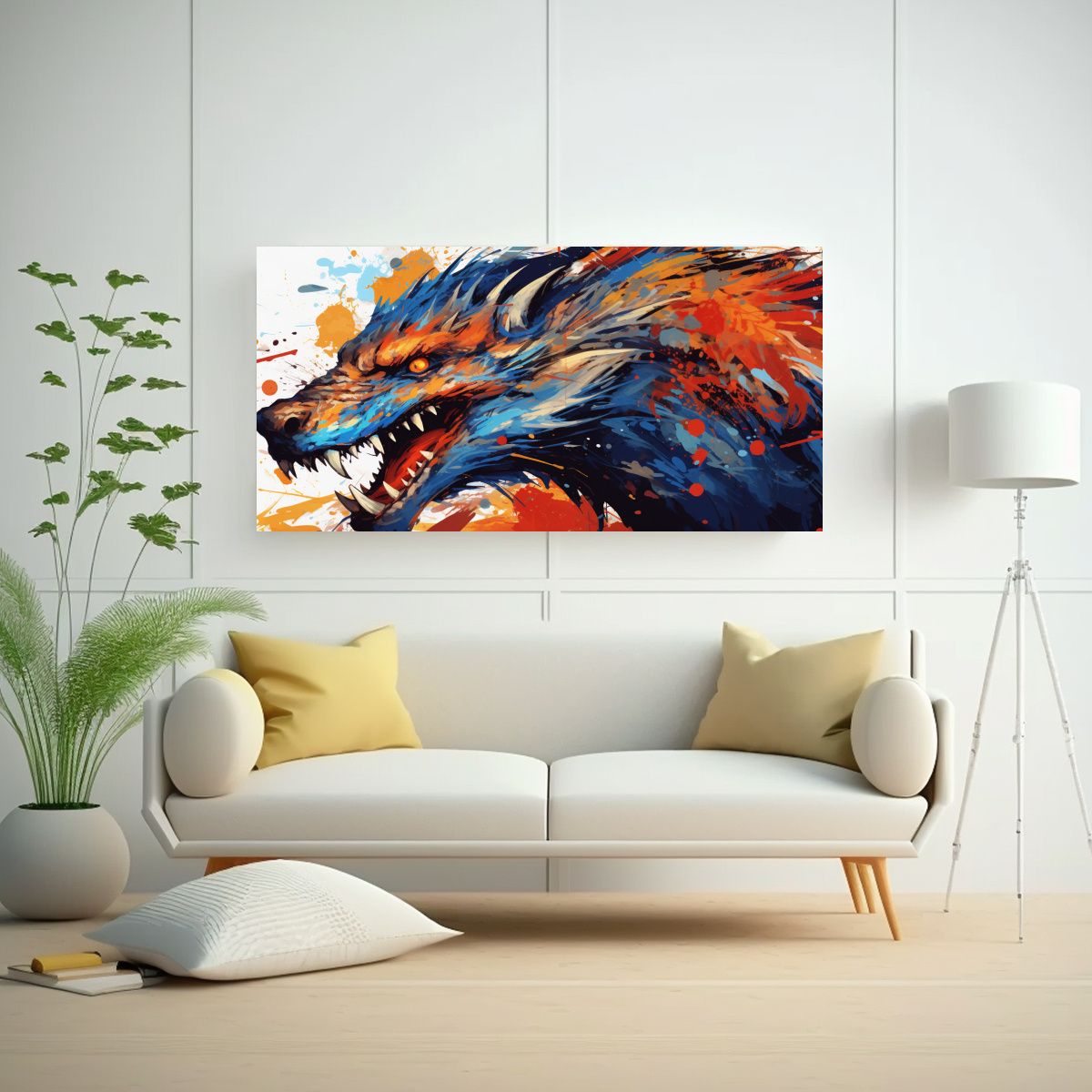 GENERICO - Pintura De Lienzo Moderno Callejero Dragón En 60x30 Cm