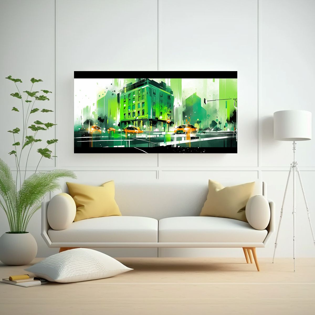 GENERICO - Pinturas Acuarelas Verdes De Arte Expresión 100x50 Cm