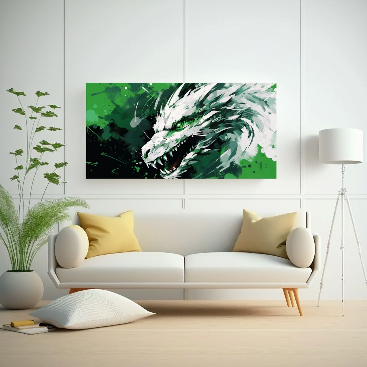 GENERICO - Pinturas Decorativas Modernas De Dragón En Verde 80x40 Cm