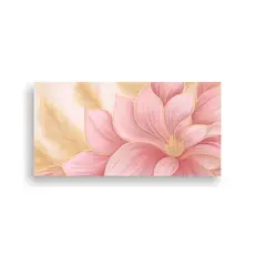 GENERICO - Pintura Floral Abstracta En Acuarela Dorada Y Rosa 100x50 Cm