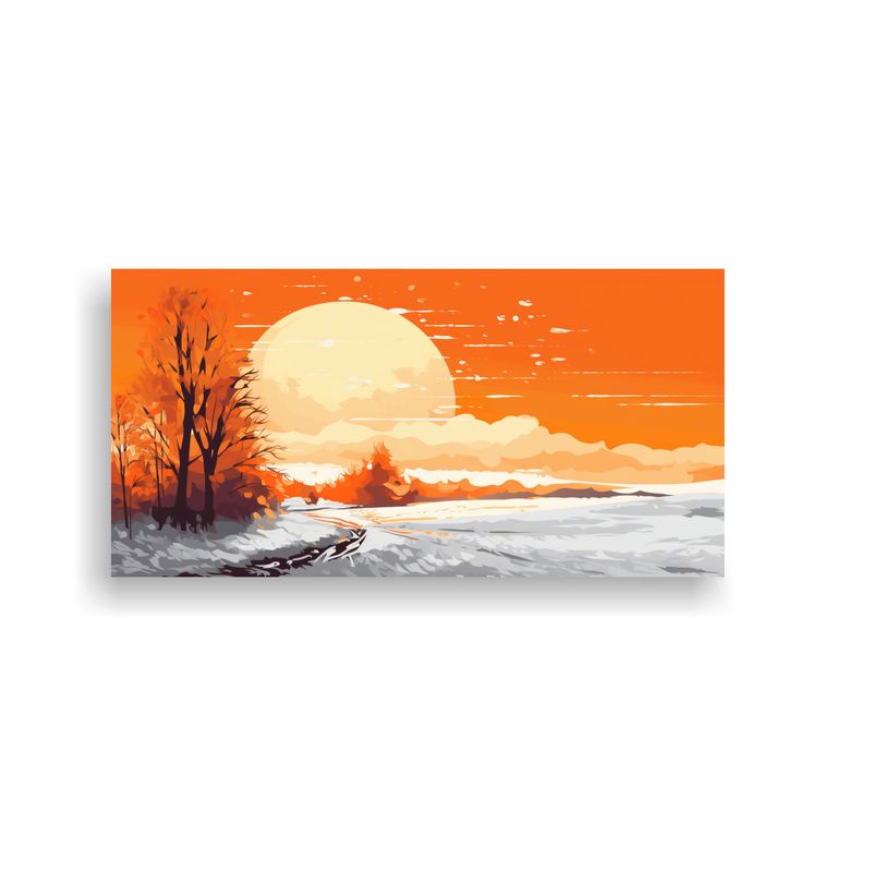 GENERICO - Paisaje De Invierno Con Colores Naranja En Lienzo 80x40 Cm