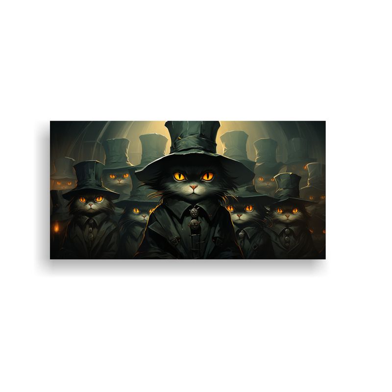 GENERICO - Cuadro De Gatos Negros Con Ojos Naranja Al Moverse 100x50 Cm