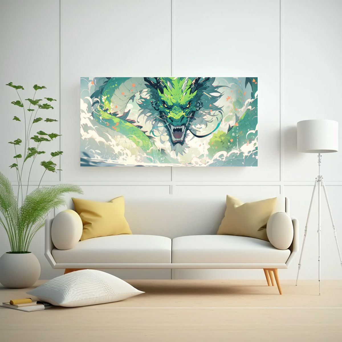 GENERICO - Cuadro Moderno Naturaleza Viva Dragón En Tonos 100x50 Cm