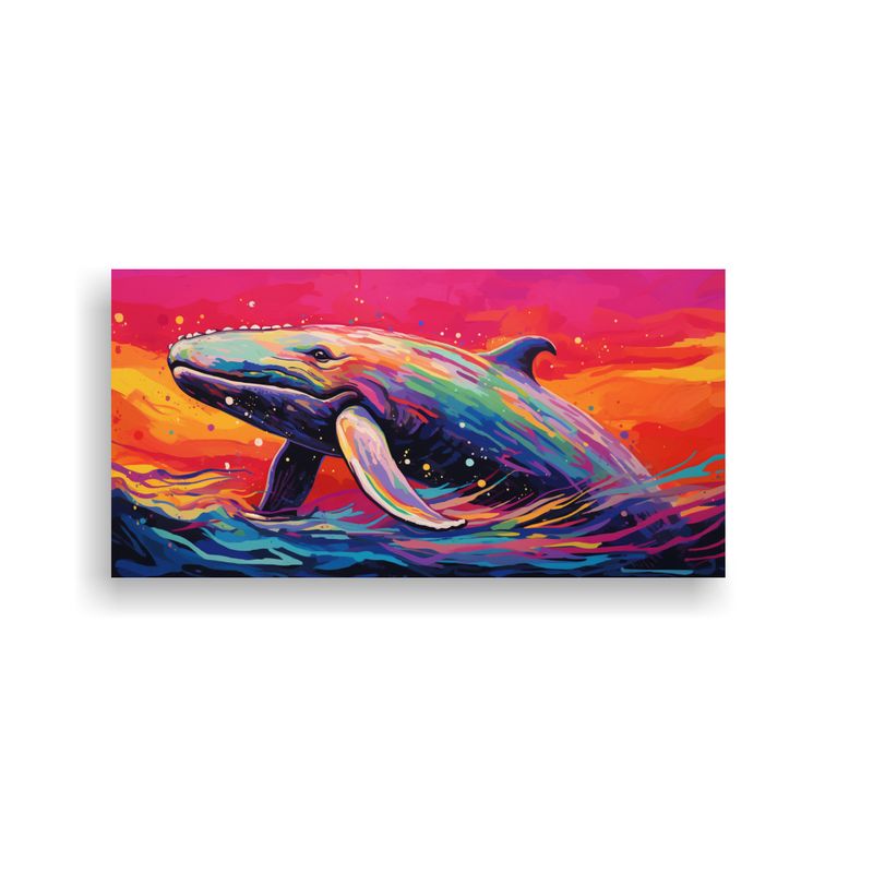 GENERICO - Cuadro En Bastidor Moderno Ballena Gris En 100x50 Cm