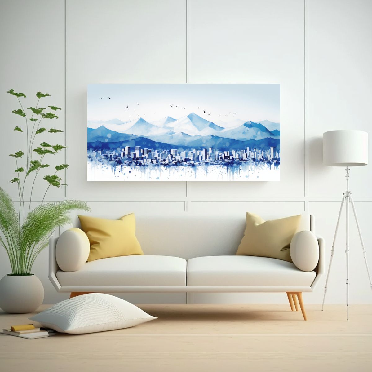 GENERICO - Pinturas De Decoración Moderna En Blanco Y Azul 80x40 Cm