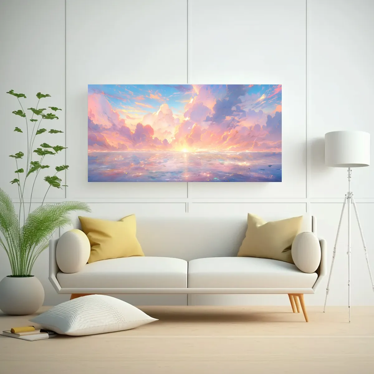 GENERICO - Cuadro Abstracto Inspirado En Cielo Y Mar En 100x50 Cm