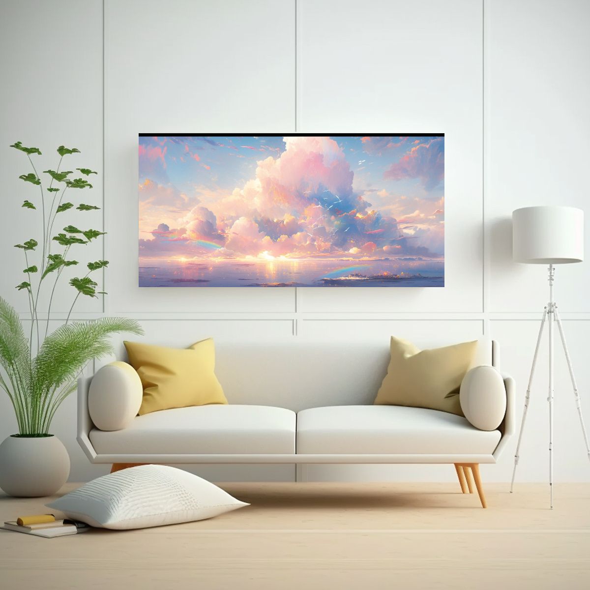 GENERICO - Cuadro Abstracto Moderno Visión De Cielo Y Mar 100x50 Cm