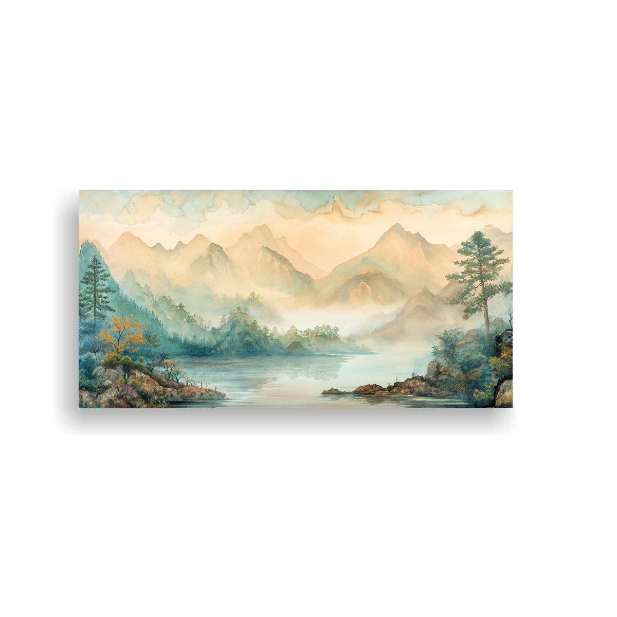 GENERICO - Pinturas Murales Originales De Paisajes Chinos 80x40 Cm