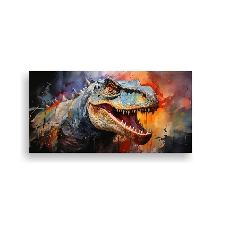 GENERICO - Cuadro Patron Intenso Iguanodon Colorido Estilo 80x40 Cm
