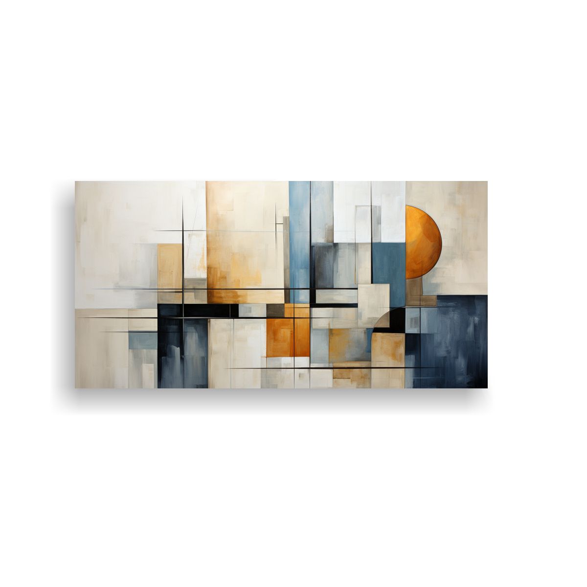 GENERICO - Pintura Abstracta Geometría En Colores Neutros 80x40 Cm