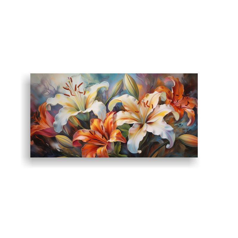 GENERICO - Cuadro Abstracto De Amapolas Y Lirios En Estilo 80x40 Cm