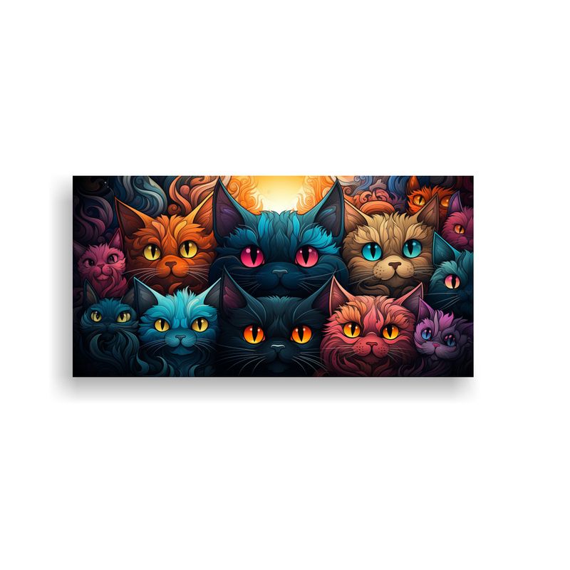 GENERICO - Lienzo De Arte Abstracto Con Patrón De Gato En 80x40 Cm