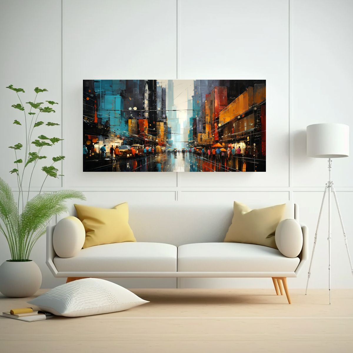 GENERICO - Pinturas Abstractas De Ciudades Inspiración 80x40 Cm