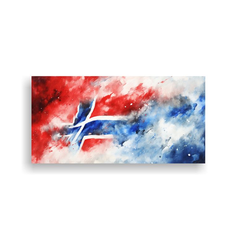 GENERICO - Pintura Abstracta De La Bandera Noruega En Tela 80x40 Cm