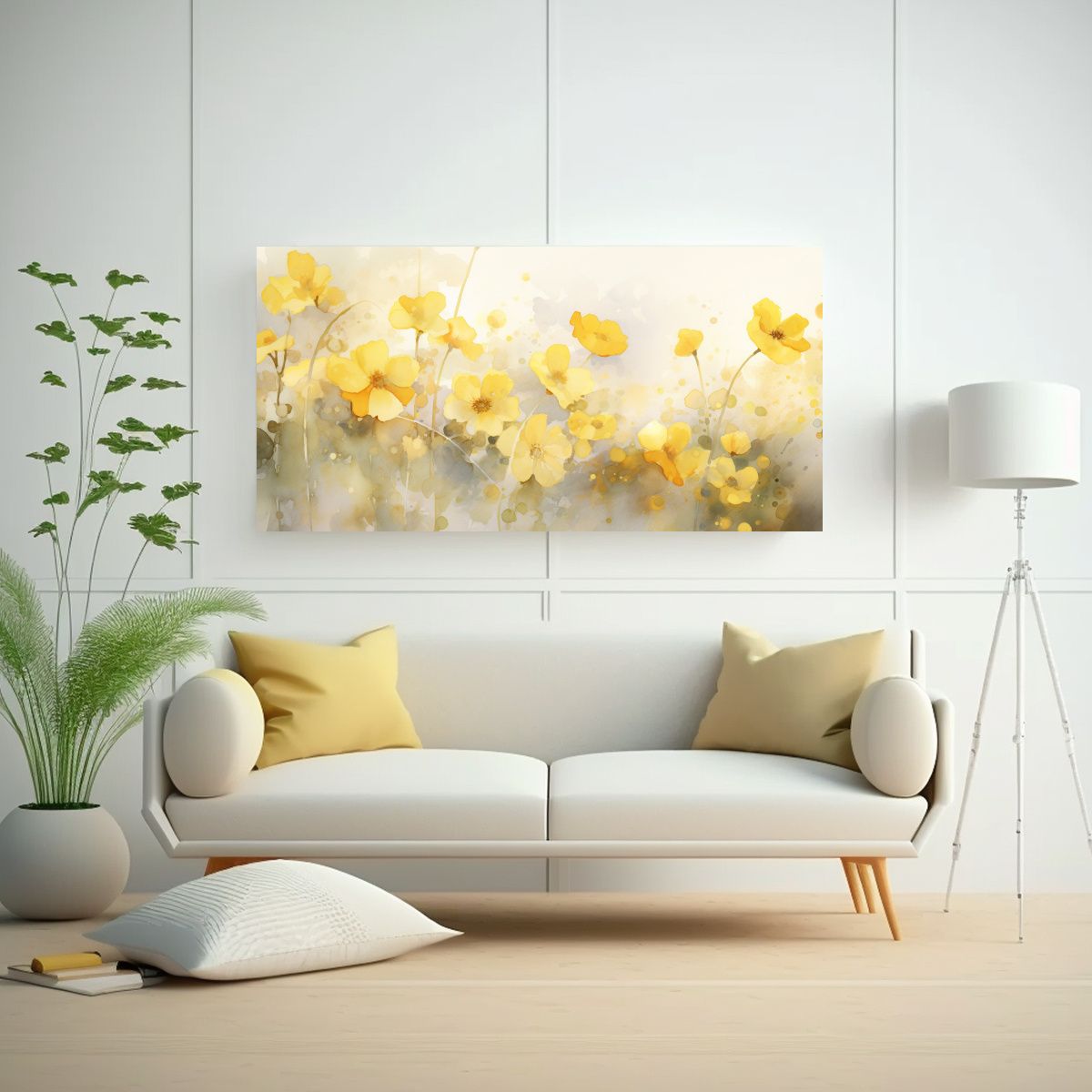 GENERICO - Lienzo Impreso Vitalidad Flores Amarillo Y Oro 100x50 Cm