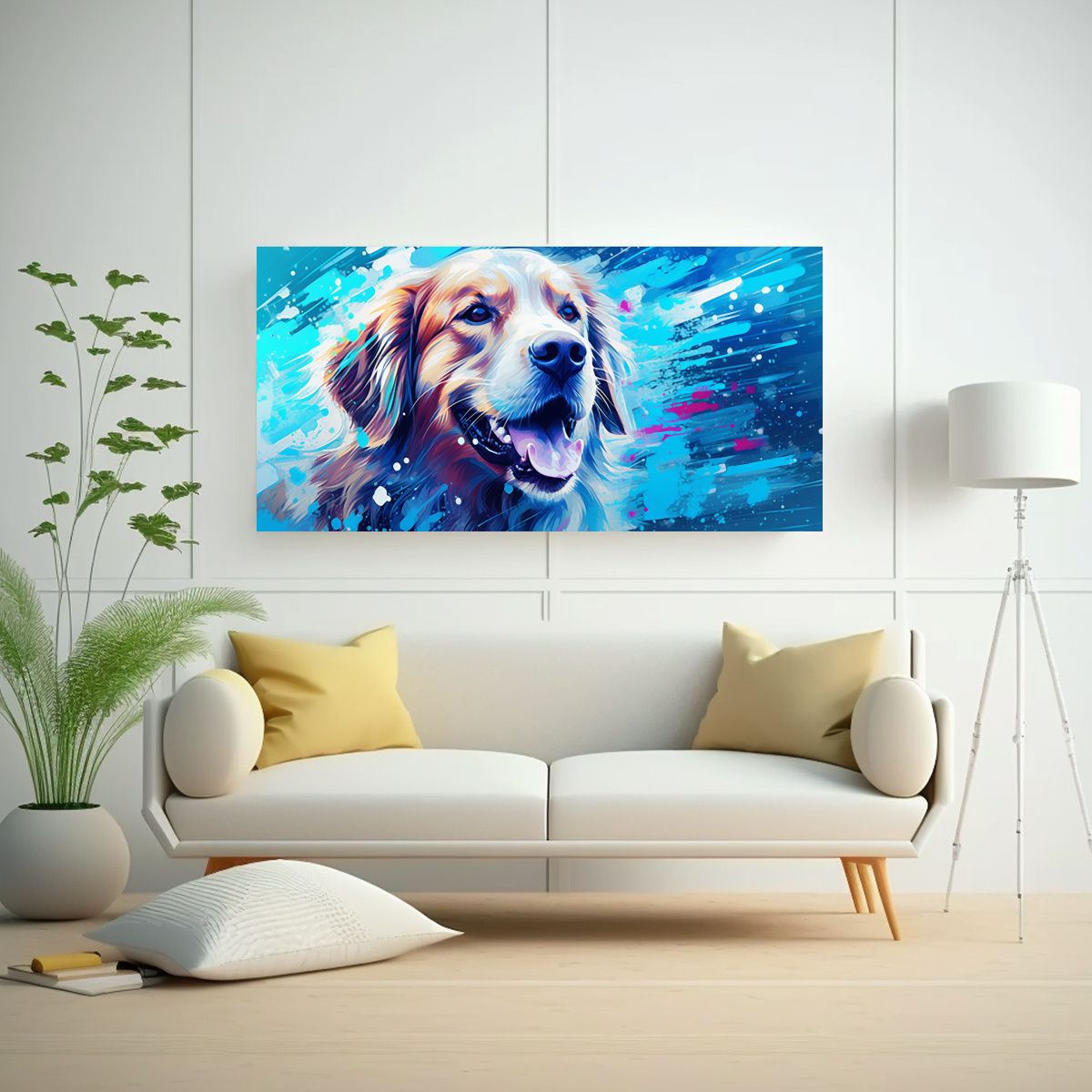 GENERICO - Cuadro Temática Creatividad Con Un Retriever En 100x50 Cm