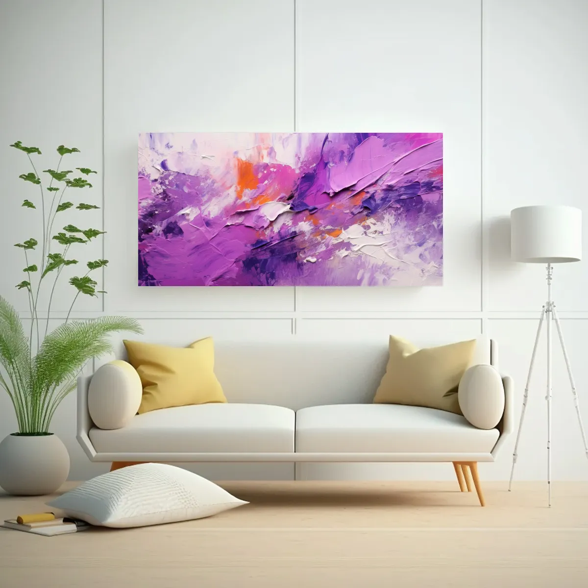 GENERICO - Pintura Abstracta Multicolor Con Textura Púrpura 100x50 Cm