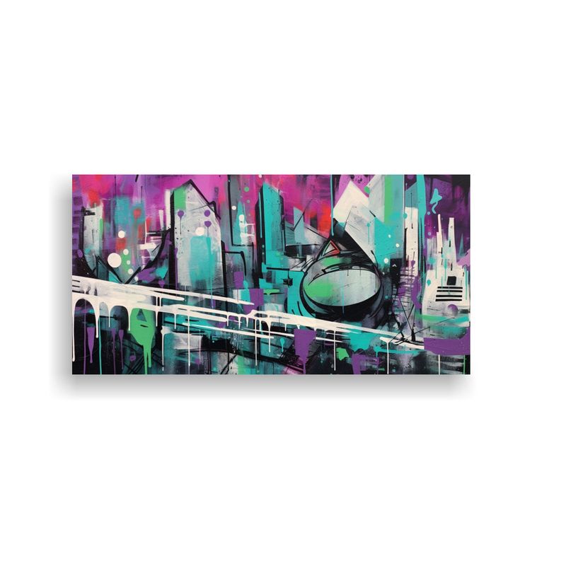 GENERICO - Cuadro En Bastidor Expresión Urbana Abstracta 60x30 Cm