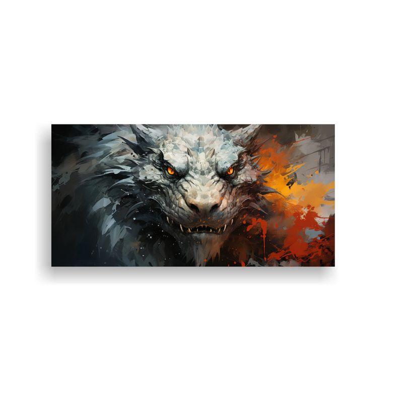 GENERICO - Pintura Decorativa Con Dragón En Blanco Y Negro 100x50 Cm