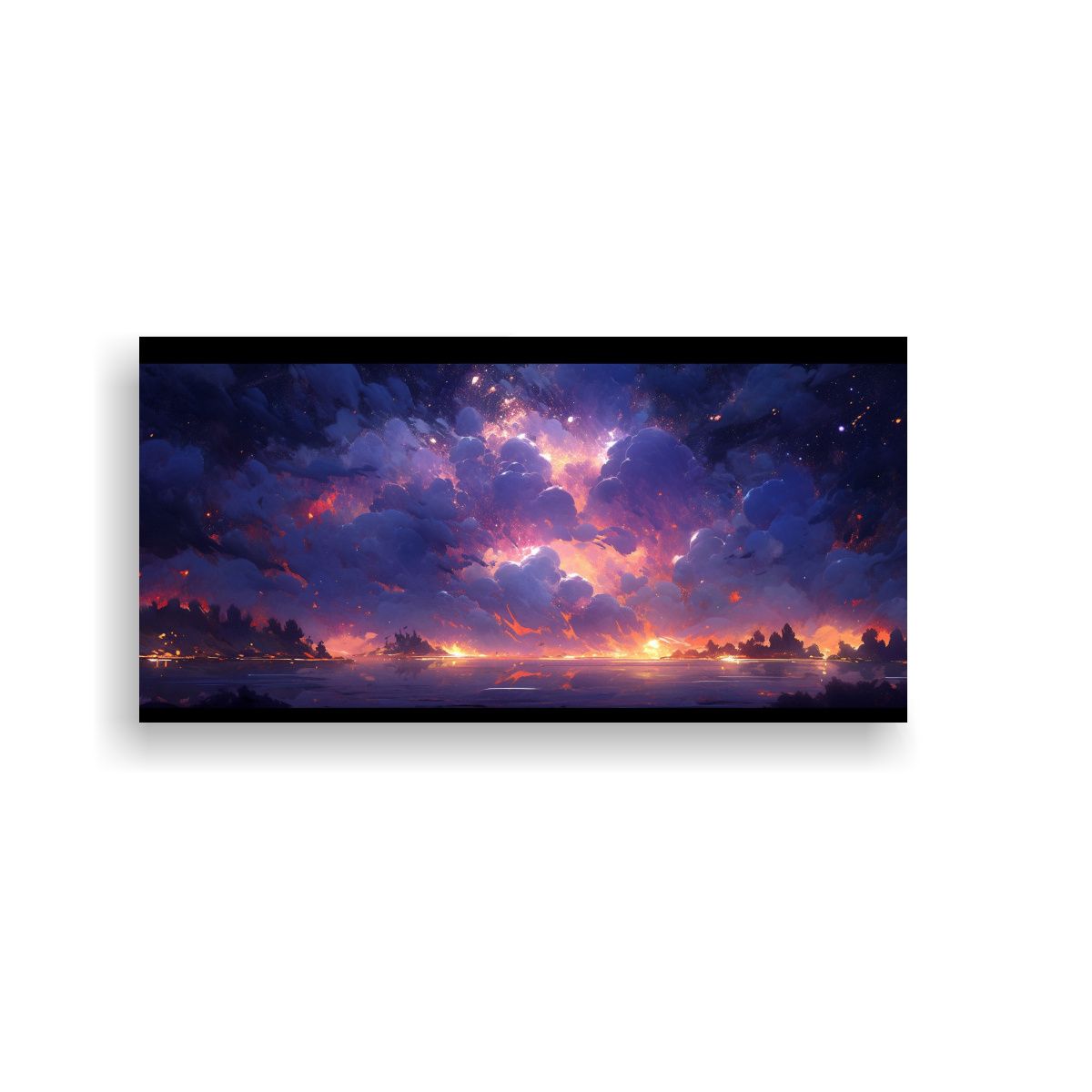 GENERICO - Cuadro Acuarela Abstracto Noche Estrellada En 100x50 Cm