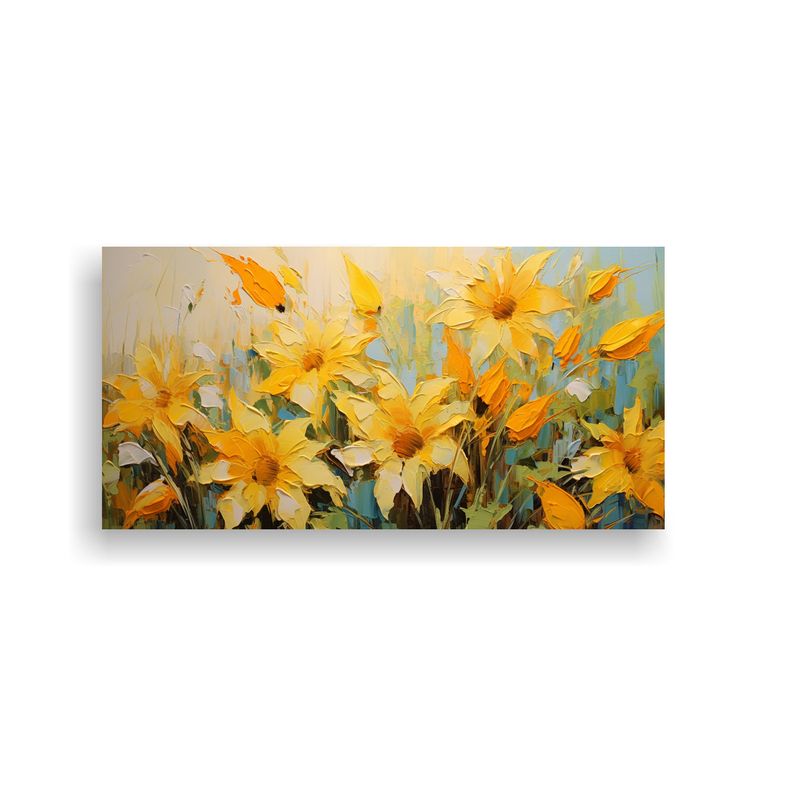 GENERICO - Pintura En Lienzo De Flores Amarillas Y Verdes En 60x30 Cm