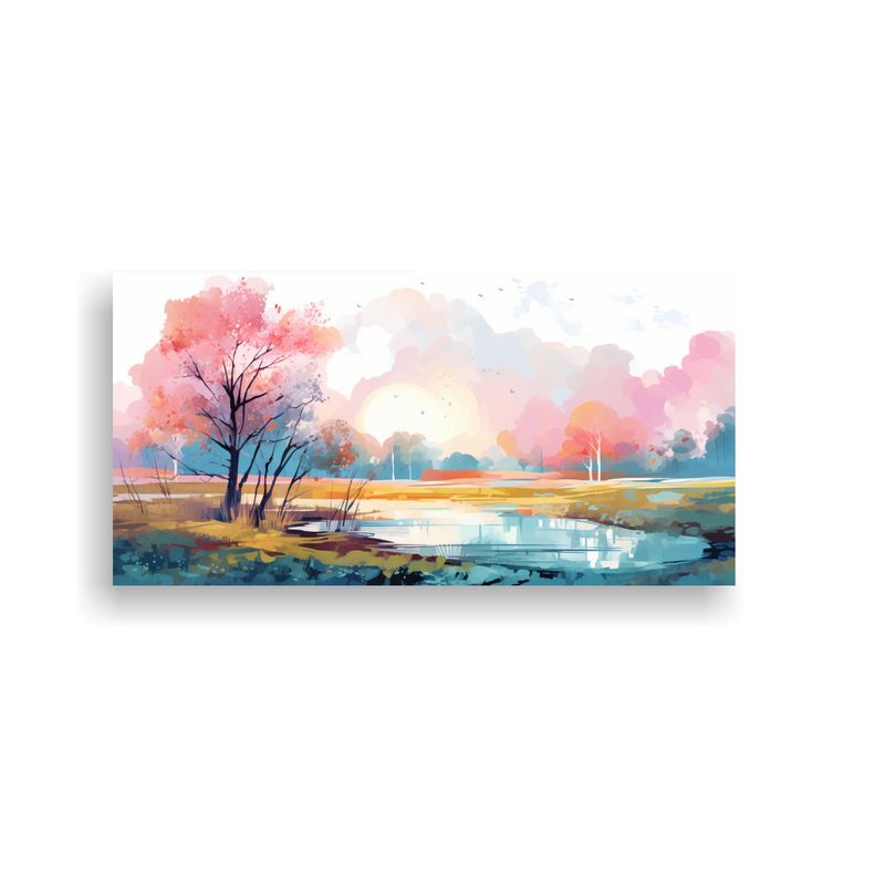 GENERICO - Cuadro Moderno Paisaje De Primavera Con Colores 80x40 Cm