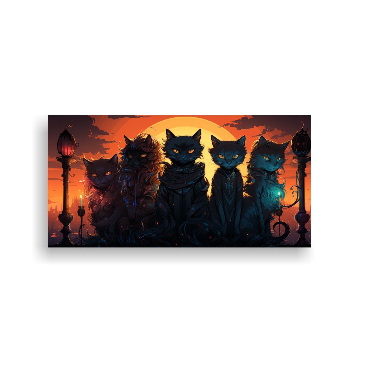 GENERICO - Cuadro En Bastidor Patrón Intenso Gatos De 80x40 Cm